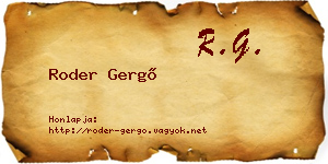 Roder Gergő névjegykártya